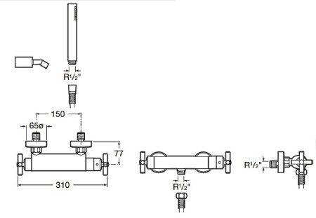 Смеситель для душа Roca Loft 5A1343C00 с термостатом Хром 
