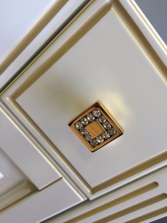 Тумба под раковину Opadiris Лаура 120 Z0000009324 Белая матовая с золотой патиной ручки Swarovski Золото 