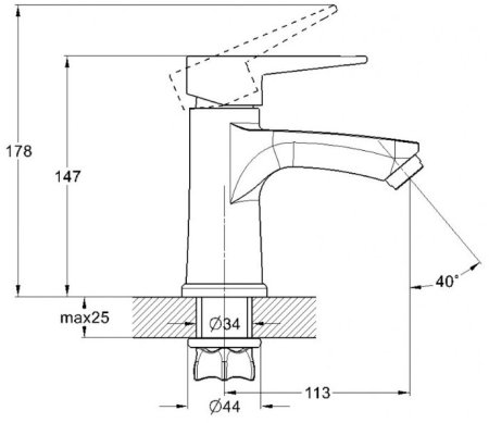 Cмеситель для раковины HANSEN H10004 Хром 