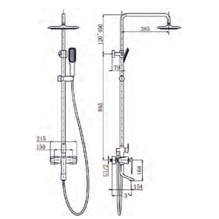 Душевая система Landberg LB-5024B Черная 