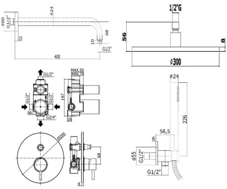 Душевая система Paffoni Light KITLIG015HGKING Золото медовое 