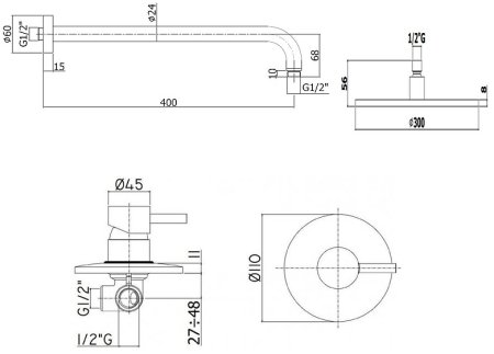 Душевая система Paffoni Light KITLIG011NOKING Черная матовая 