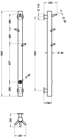 Полотенцесушитель электрический Boheme Uno 724 150x20, бронзовый 