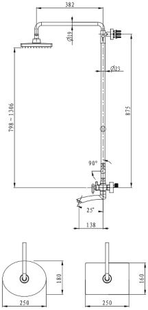 Душевая система Kaiser Trio 57288-1/57288Br Бронза 