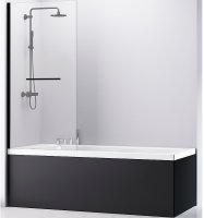 Шторка на ванну Abber Immer Offen 100х140 AG70100B профиль Черный стекло прозрачное