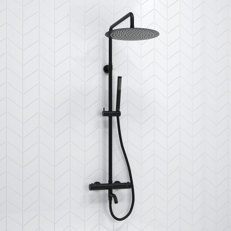 Душевая система WasserKRAFT A288.160.217.BM Thermo с термостатом Черная матовая 