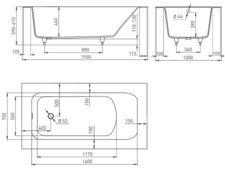 Ванна из искусственного камня Salini Orlanda Vasta 190х100 102024M Белая матовая 