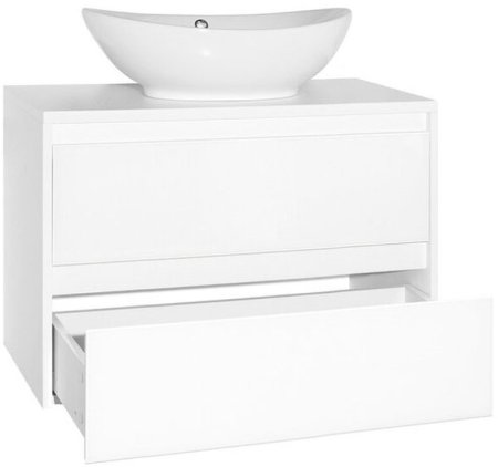 Тумба под раковину Style Line Монако 80 Люкс Plus ЛС-00000634 подвесная Осина белая Белый Лакобель 