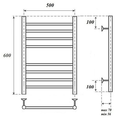 Электрический полотенцесушитель Point Аврора PN10156SE П8 500x600 левый/правый Хром 