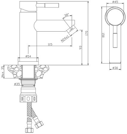 Смеситель для раковины Olive's Balear 13100BL Нержавеющая сталь 
