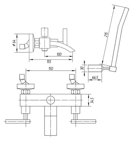 Смеситель Migliore Syntesi ML.SNS-7902 Cr для ванны с душем 