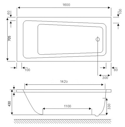 Акриловая ванна Excellent Ava 160x70 