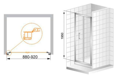 Душевая дверь в нишу Cezares Anima BS 80 C Cr 