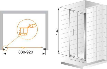 Душевая дверь в нишу Cezares Anima BS 80 C Cr 