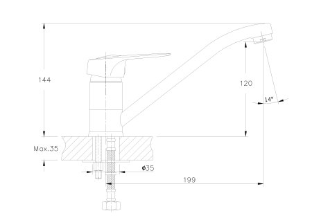 Смеситель однорычажный для кухни HAIBA HB4837 хром 