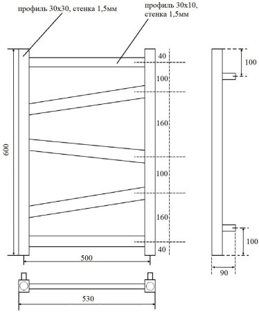 Полотенцесушитель водяной Point Феникс PN15156B П5 500x600, черный 