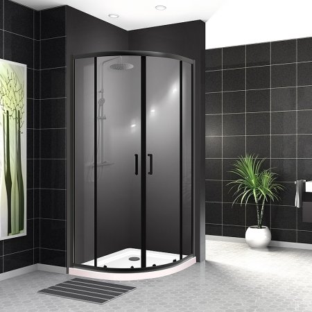 Душевой уголок BelBagno Uno 90х90 UNO-195-R-2-90-C-NERO профиль Черный матовый стекло прозрачное 