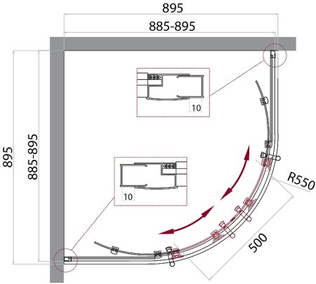 Душевой уголок BelBagno Uno 90х90 UNO-195-R-2-90-C-NERO профиль Черный матовый стекло прозрачное 