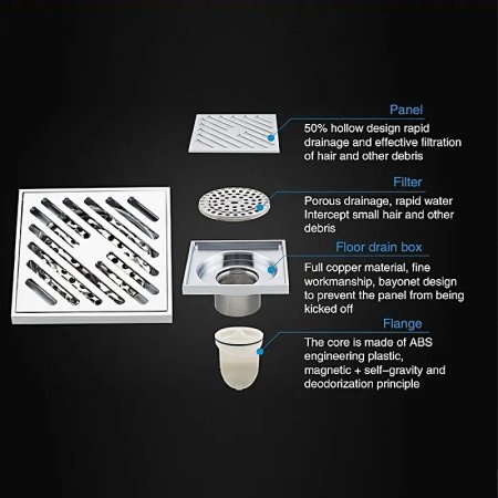 Душевой трап Gappo G81050 с решеткой Хром 