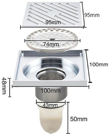 Душевой трап Gappo G81050 с решеткой Хром 