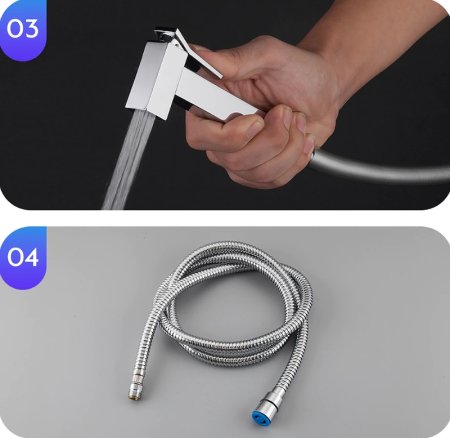 Смеситель для раковины Gappo G17-8 G1017-1 с гигиеническим душем Белый Хром 