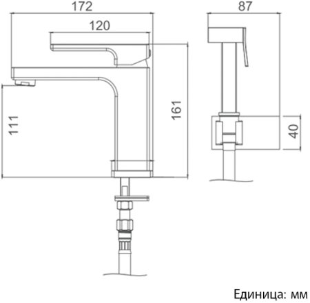 Смеситель для раковины Gappo G17-8 G1017-1 с гигиеническим душем Белый Хром 