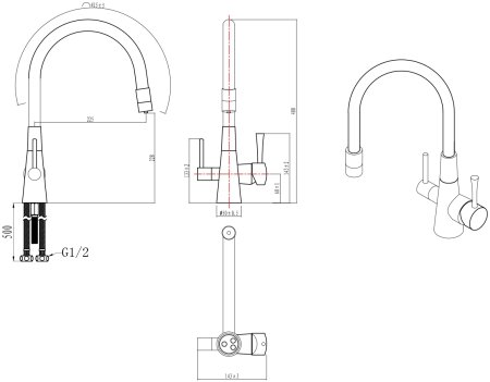 Смеситель Lemark для кухни  с подключением к фильтру с питьевой водой Comfort (LM3075BN) 