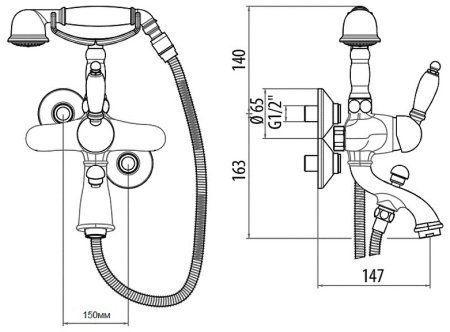 Смеситель для ванны Gattoni Orta 2700/27C0 OLD Хром 