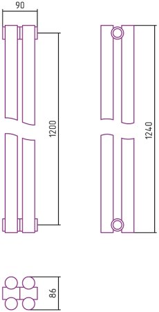 Стальной радиатор Сунержа Эстет-11 00-0302-1202 2 секции Хром 