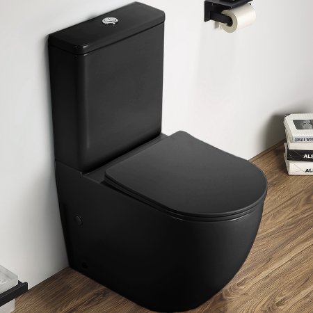 Унитаз компакт CeramaLux 2166XMB Черный матовый с бачком и сиденьем Микролифт 