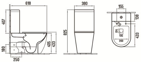 Унитаз компакт CeramaLux 2166XMB Черный матовый с бачком и сиденьем Микролифт 
