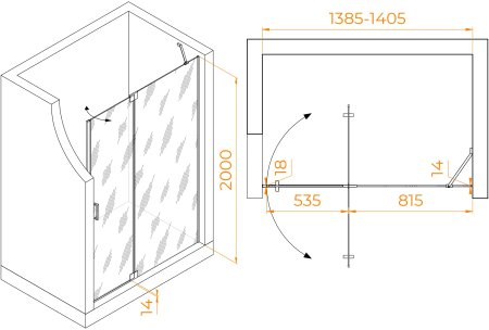 Душевая дверь RGW HO-014 1400 