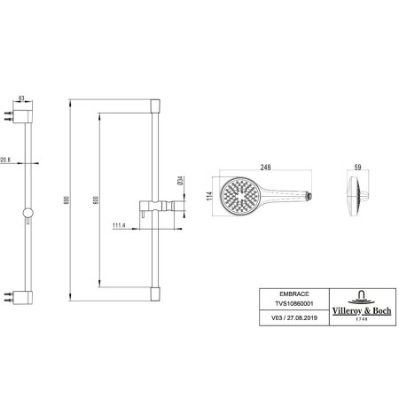 Душевой гарнитур Villeroy & Boch Embrace Plus TVS10860003K5 черный матовый 