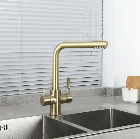 Смеситель для кухни Frap H52 F4352-3 Сатин золотой 