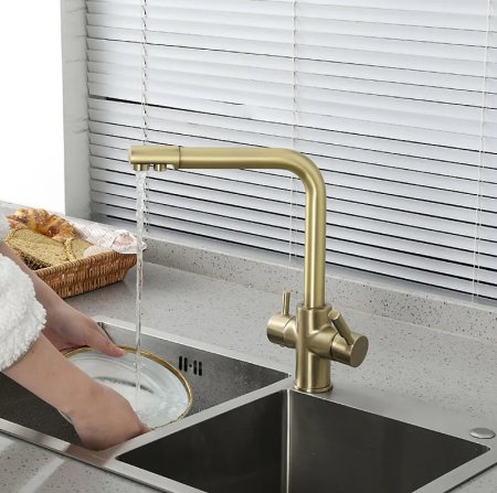Смеситель для кухни Frap H52 F4352-3 Сатин золотой 