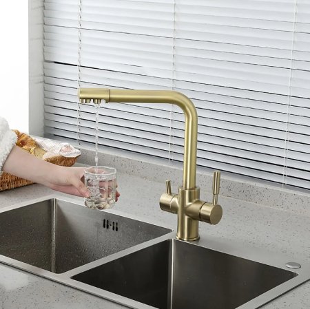 Смеситель для кухни Frap H52 F4352-3 Сатин золотой 