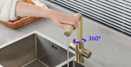 Смеситель для кухни Frap H52 F4352-3 Сатин золотой 