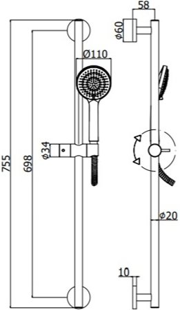 Душевой гарнитур Paffoni Ginevra ZSAL146NO Черный матовый 