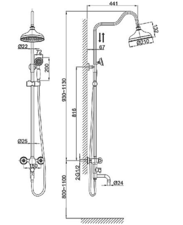 Душевая система D&K Kassel Hessen DA1424701D08 Хром 