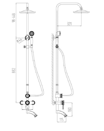 Душевая система Milacio Vitoria MC.103.BBR черный 