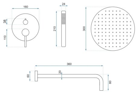 Душевой комплект 300 мм Rea Lungo REA-P4160 