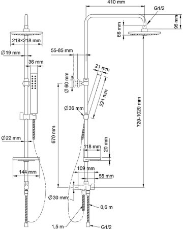Душевая система Swedbe Calypso 5067 Хром 