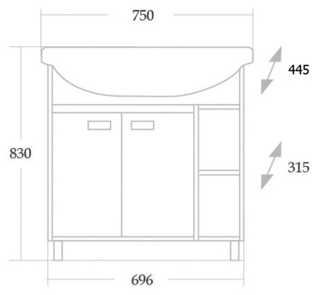 Тумба с раковиной Onika Гамма 75.10 