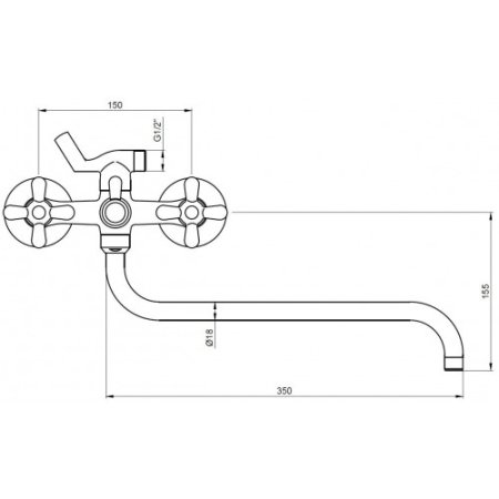 Смеситель для ванны Kaiser Carlson 11055 универсальный Хром 
