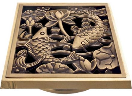 Решетка для трапа Bronze de Luxe Рыбы 10x10 21980 Бронза 