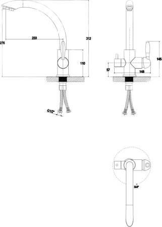Смеситель Paulmark Essen Es213001-428 для кухонной мойки, шампань 