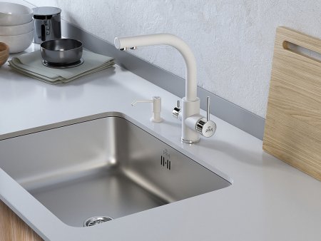Смеситель для кухонной мойки Paulmark Essen Es213011-431 , белый матовый 