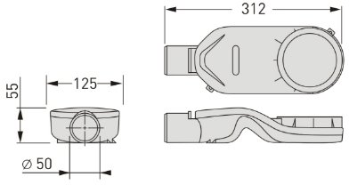 Сифон для душевого лотка Berges 099000 с горизонтальным выпуском 