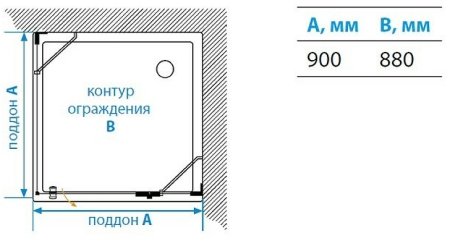 Душевой уголок Aquaton Lax SQR 90х90 R 1AX018SSXX000 профиль Хром стекло прозрачное 