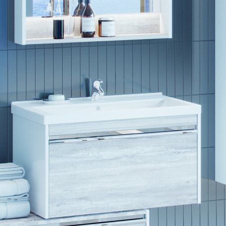 Тумба под раковину Aquaton Капри 80 1A230201KPDA0 подвесная Бетон пайн Белая 